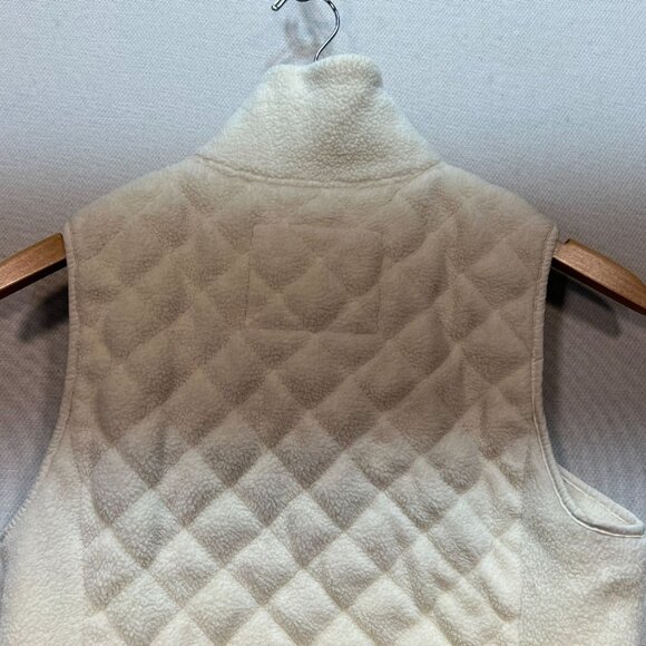 Abercrombie & Fitch Women Quilted Sherpa Vest Jacket Small Ivory Full Zip Winter - Picture 10 of 11